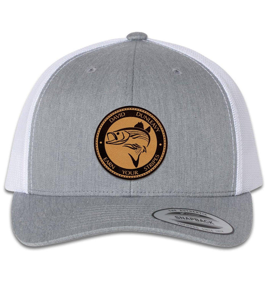 Striper Deco 6 Panel Trucker Snap Back Heather Grey White Hat Unisex