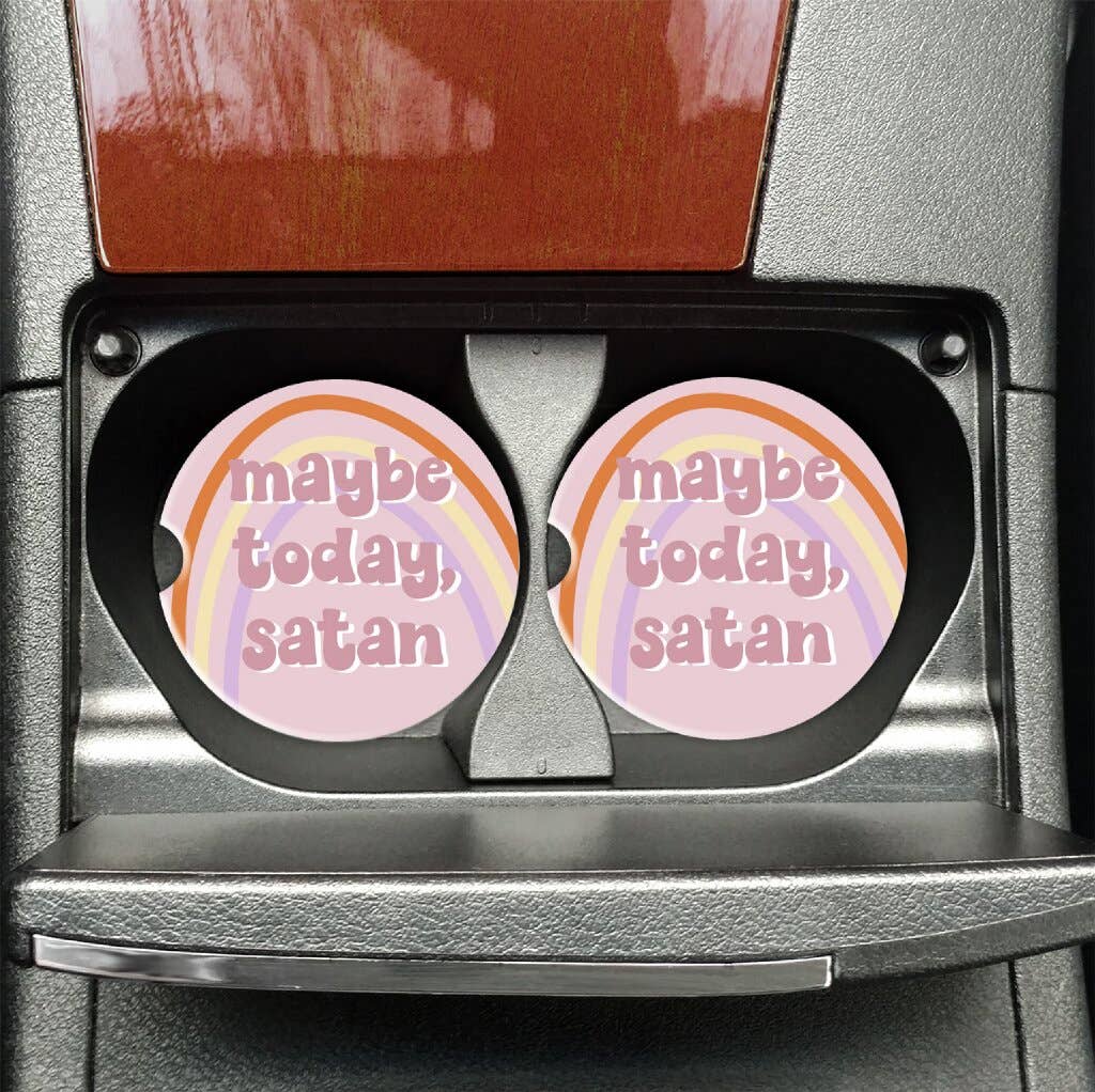 Maybe Today Satan Retro Car Coasters