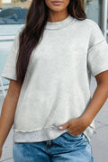 Exposed Seam Detail Mock Neck Tee (S-Xl)