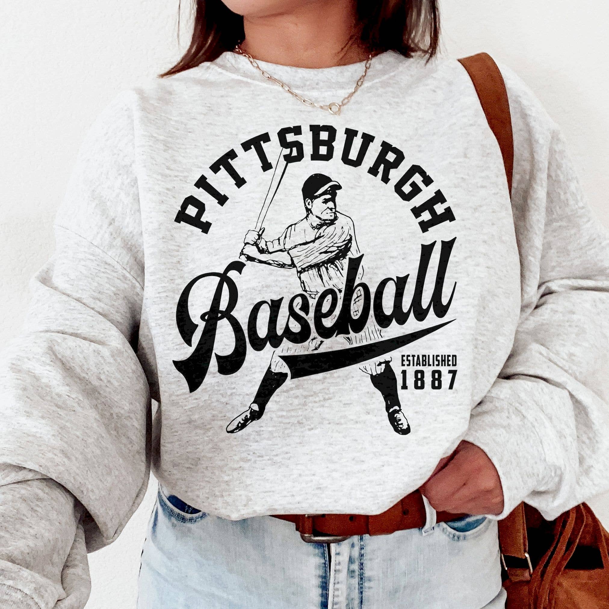 Retro Pittsburgh Pirate Crewneck Sweatshirt Est 1887 Game Da