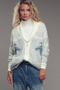 Horse Motif Shawl Collar Cardigan