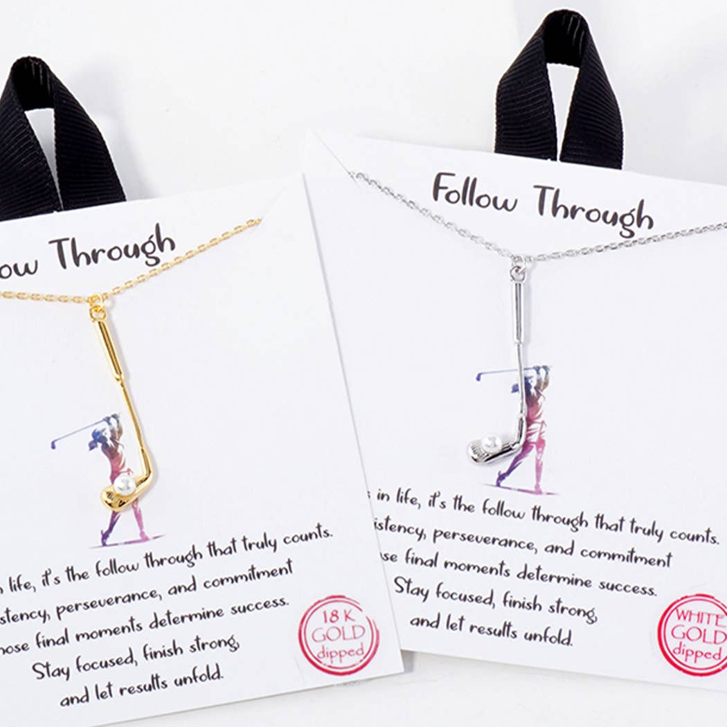 Golf Club Pearl Ball Pendant Necklace