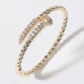 Cz Pave Edge Twisted Gold Plated Bangle Bracelet