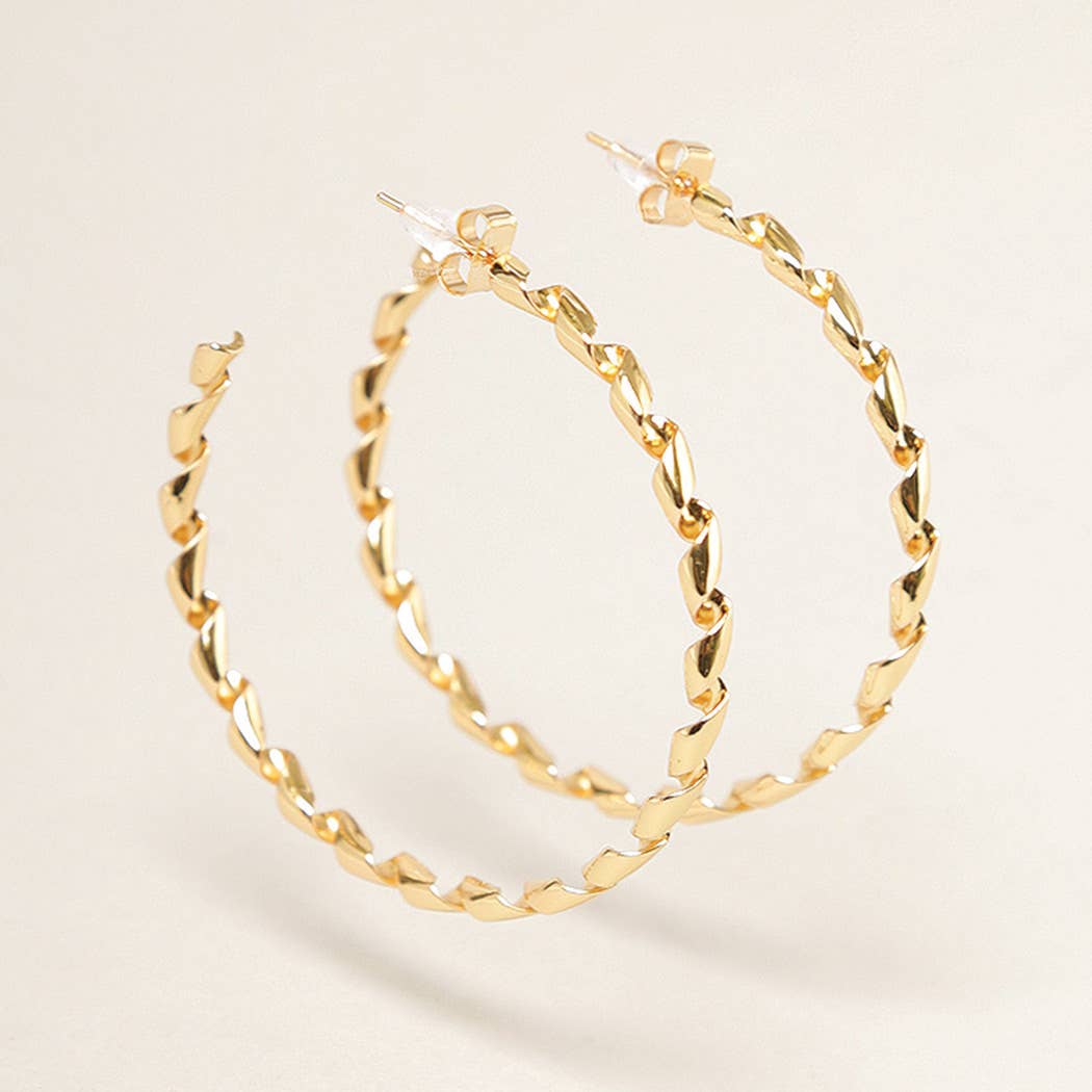 M-14K Gold Dipped Twisted Hoop Earrings