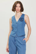 Denim Vest with Rosette