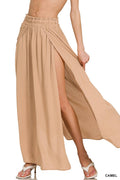 0827 Woven Crinkle Gauze Long Skirts SI-27741