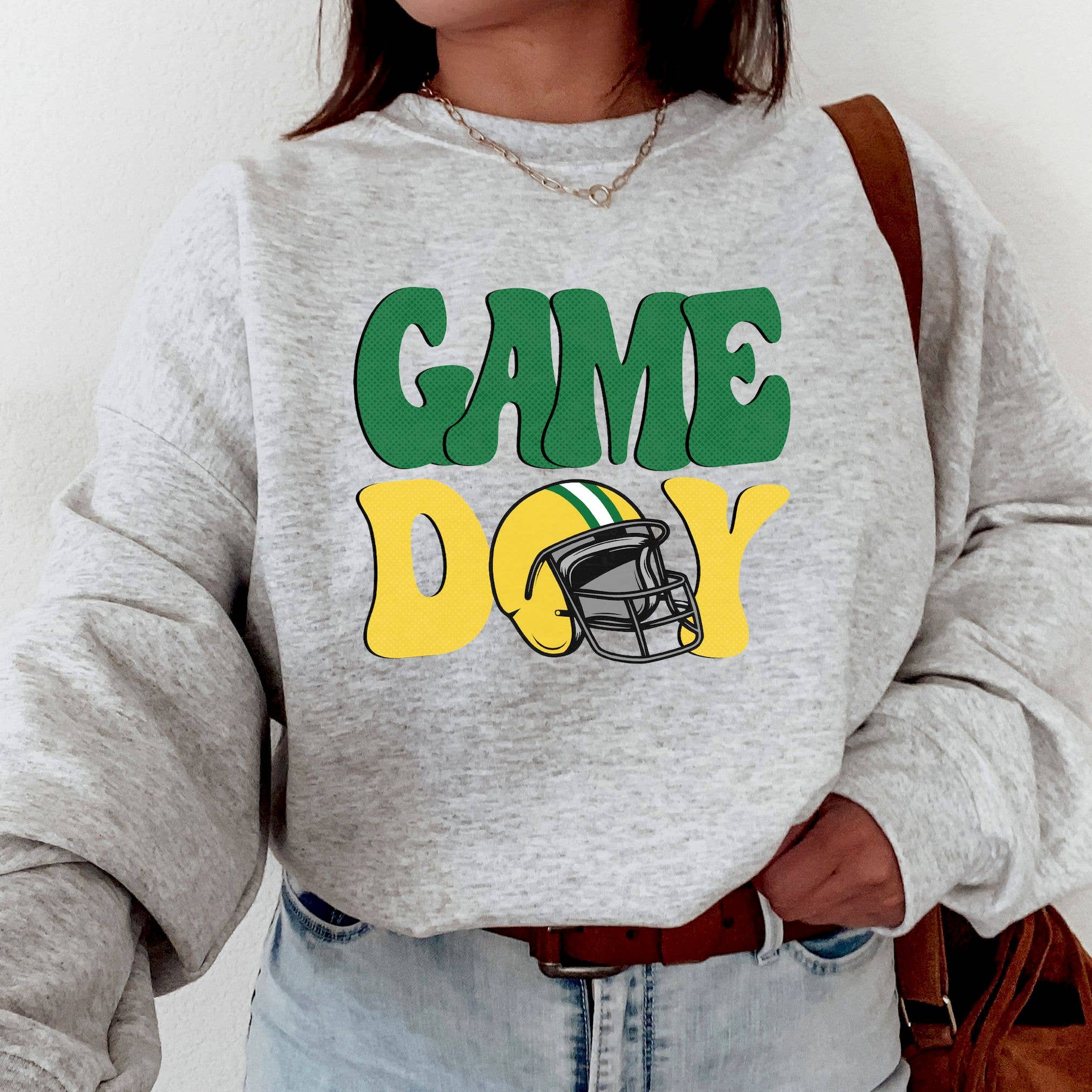 Retro Green Bay Football Crewneck - Game Day Sweat Sweatshir
