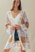 Granny Square Crochet Patchwork Duster Cardigan