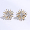 Starburst Shape Cz Pave Stone Stud Post Earring