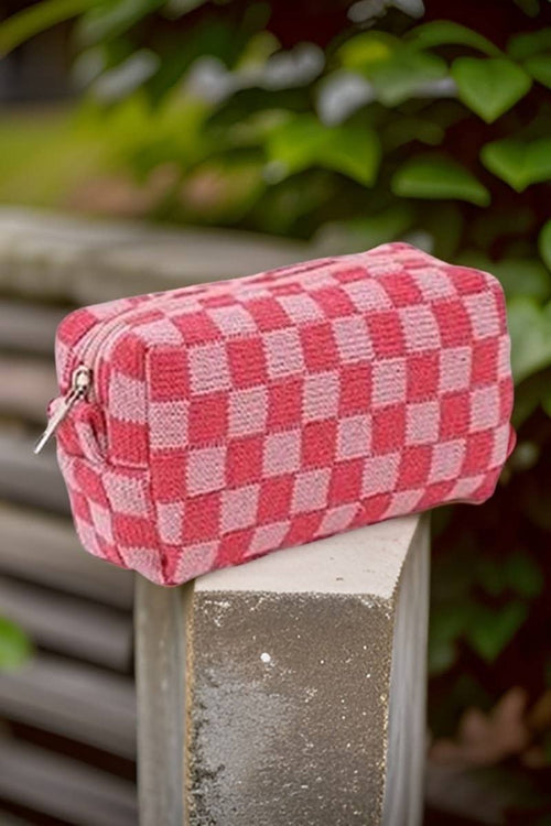 ,_ SI-25644 Checkered Makeup Cosmetic Pouch Bag
