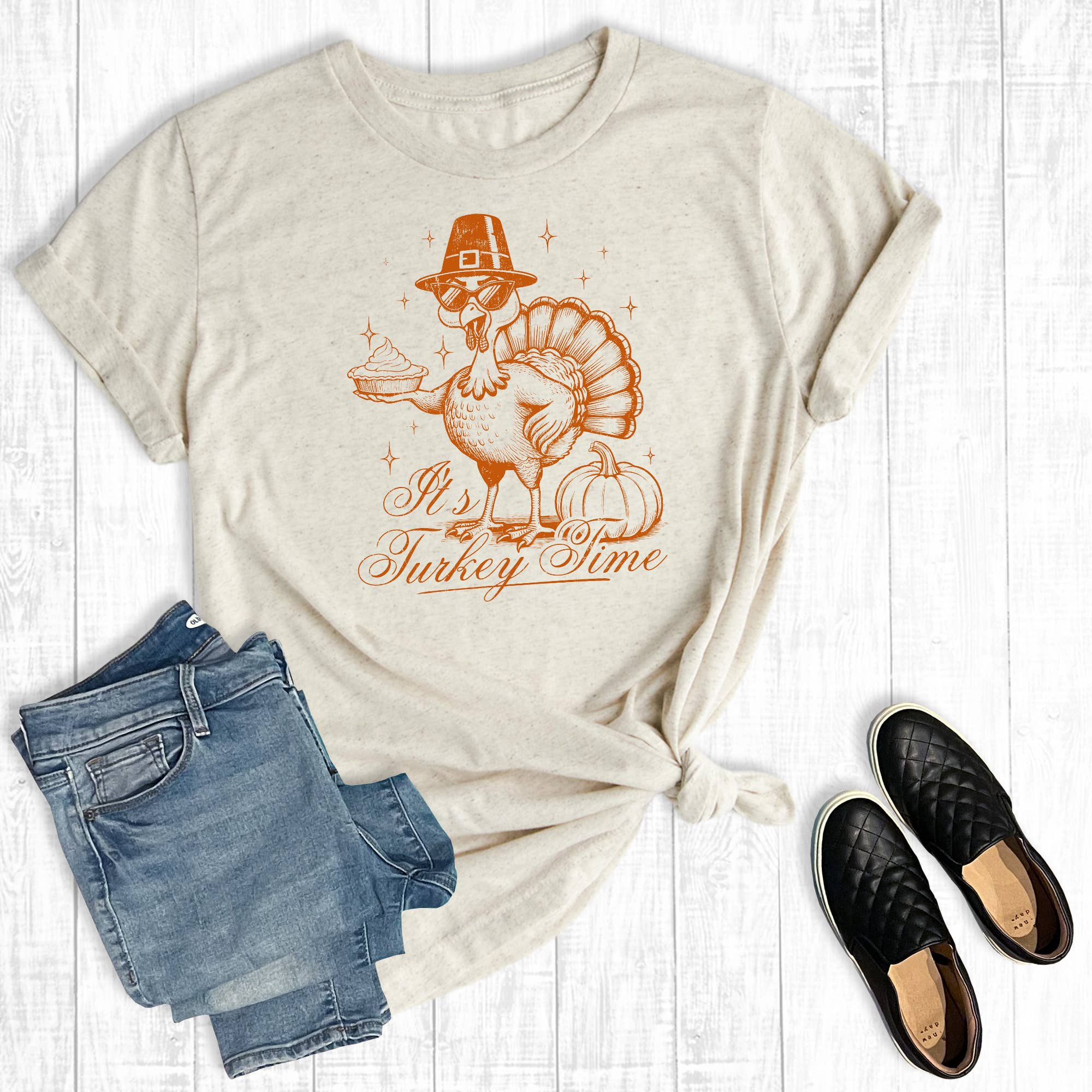 Funny Thanksgiving It's Turkey Time Graphic Tee