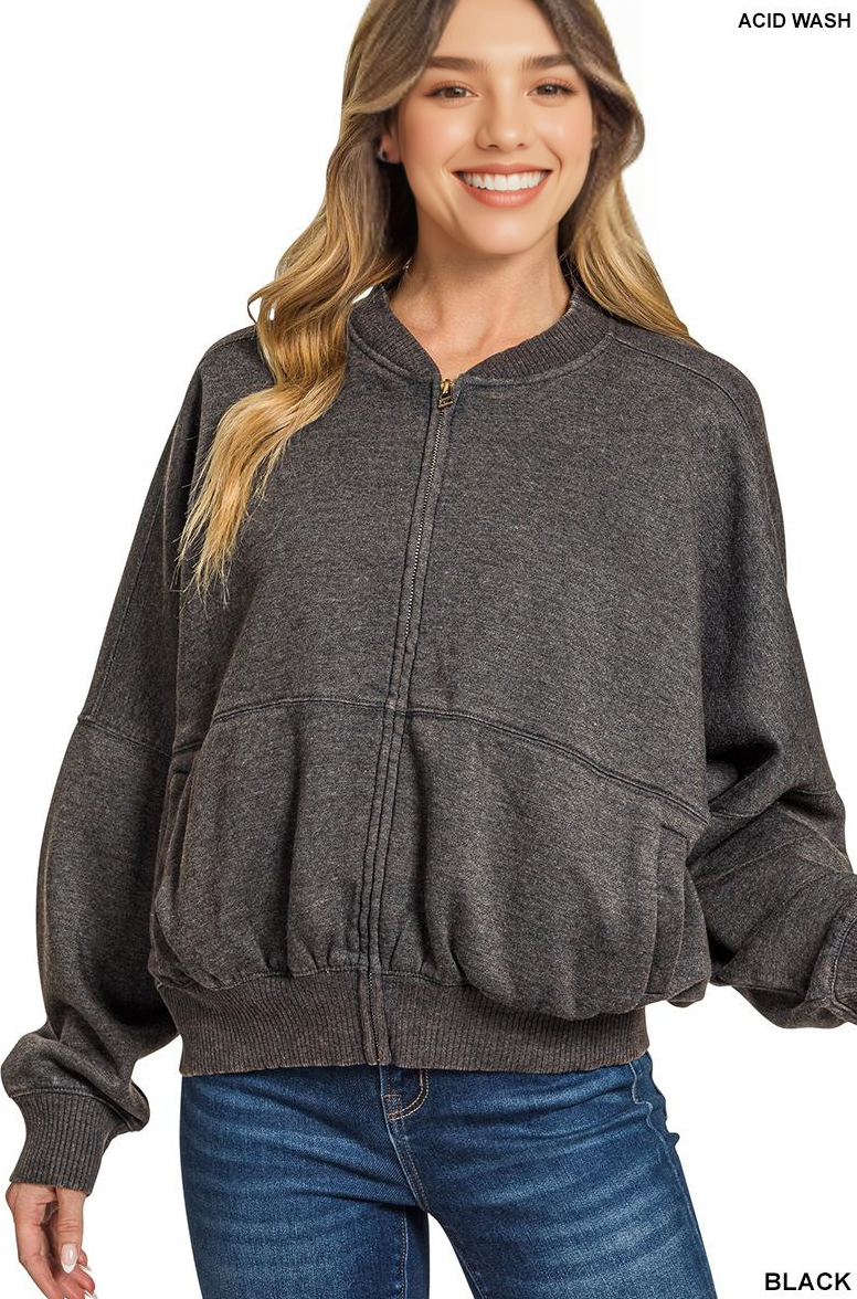 0902 Acid Washed Fleece Jacket SI-28267