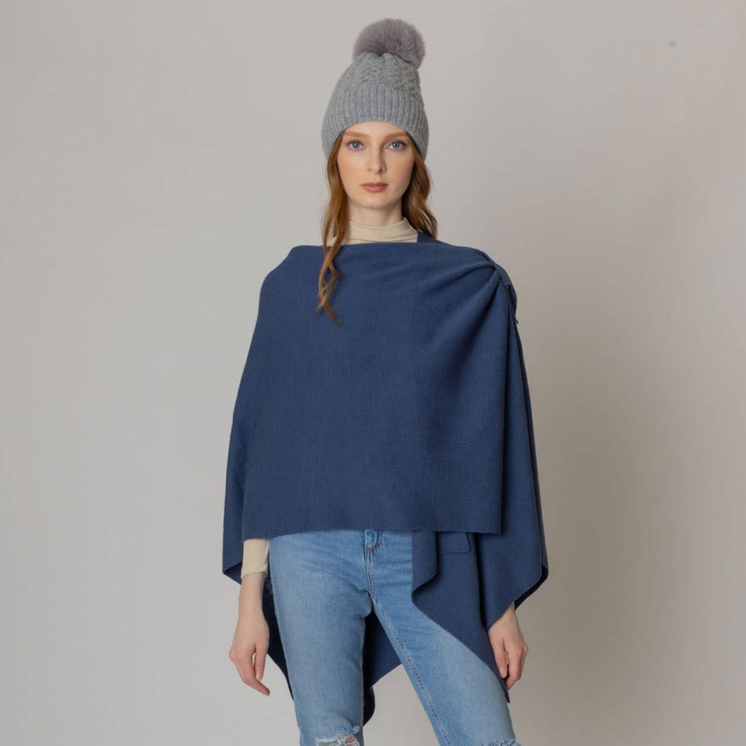 Women's Solid Ruana with Shoulder Strap