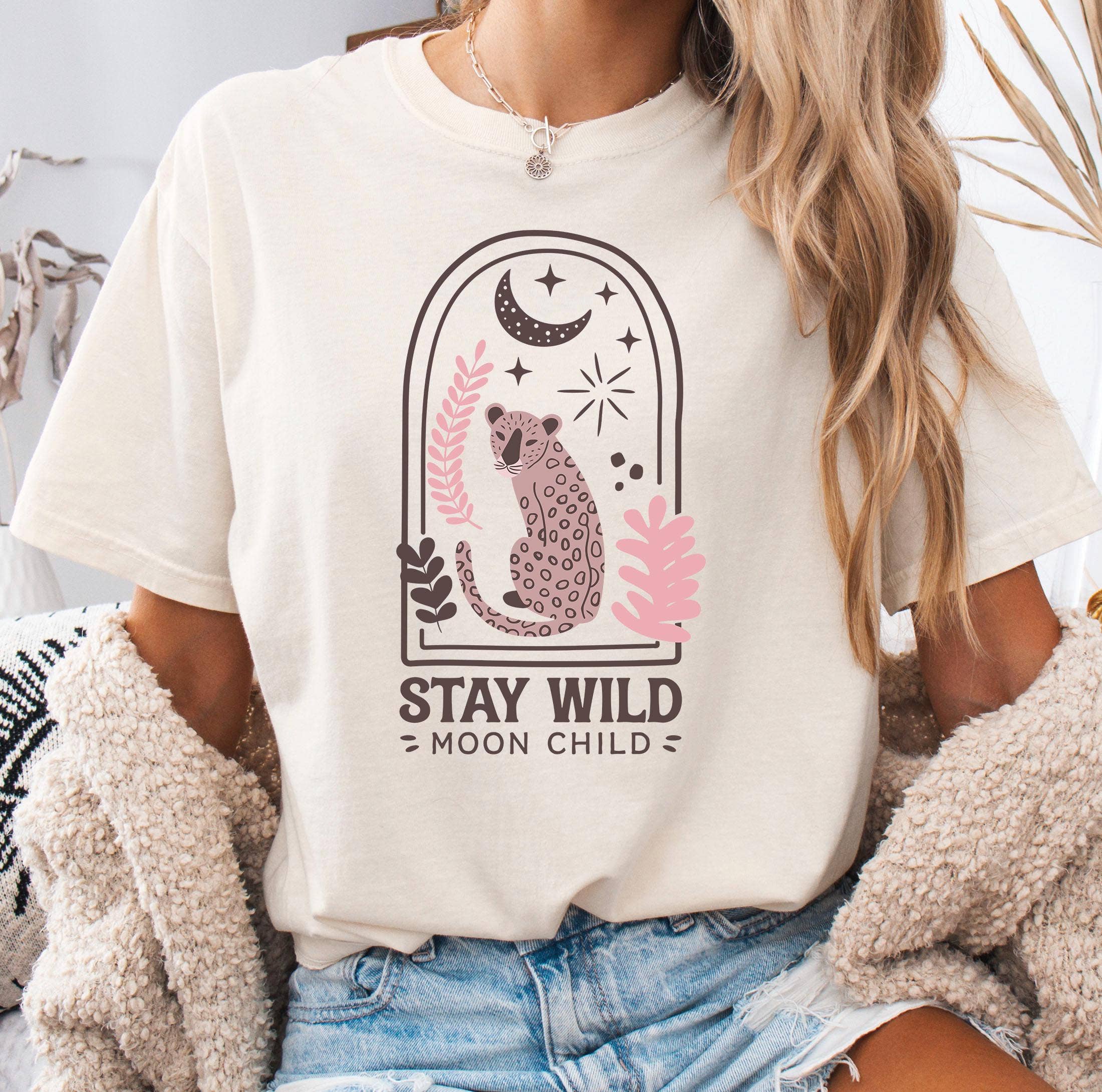 Boho Leopard Moon Child Tee