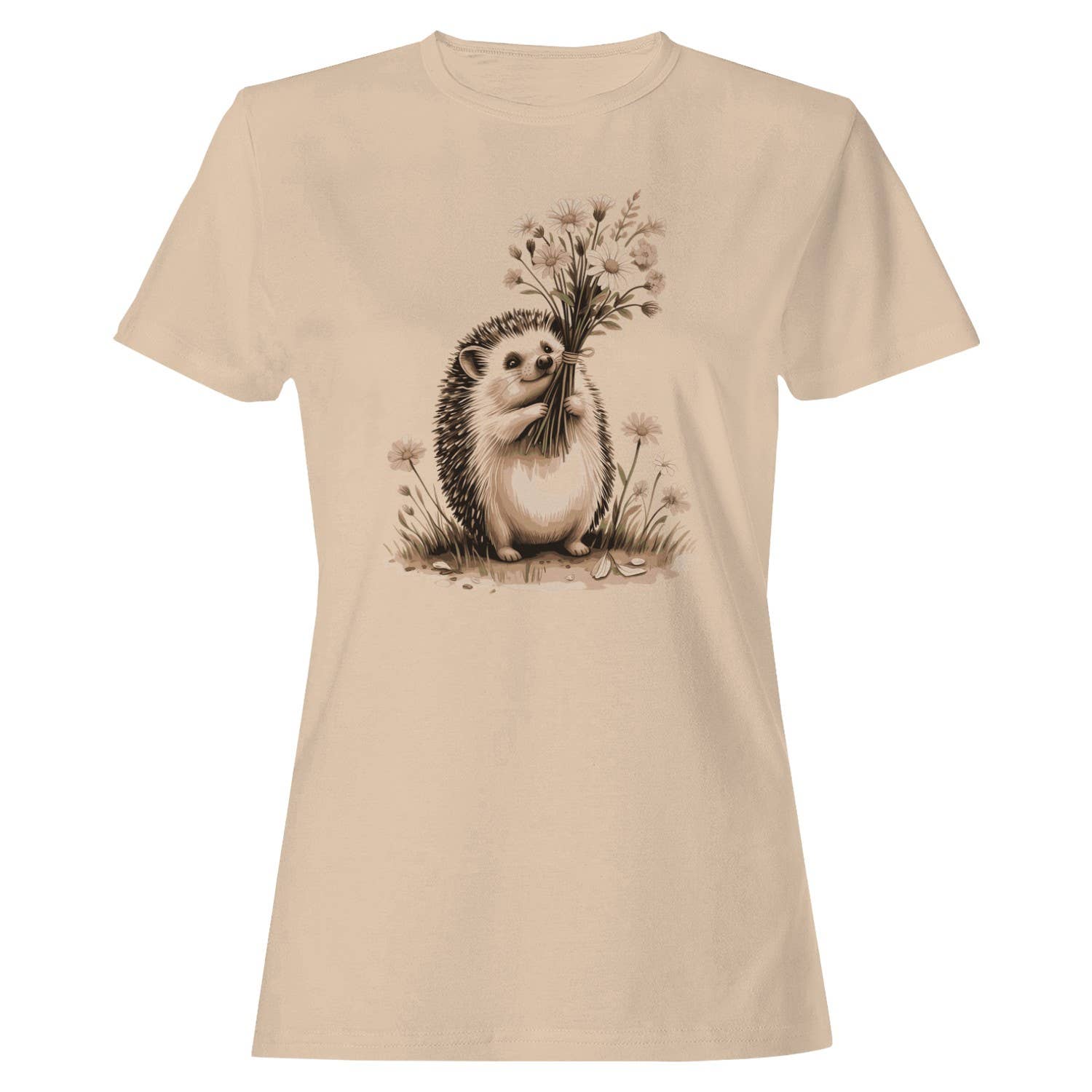 Cute Hedgehog Wildflower Bouquet Women's T-Shirt