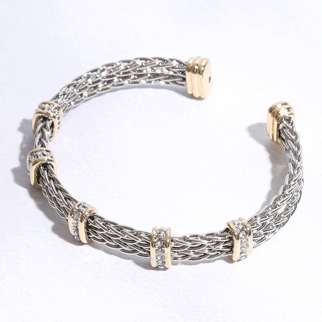 Square Ponytail Crystal 2T Bangle Bracelet