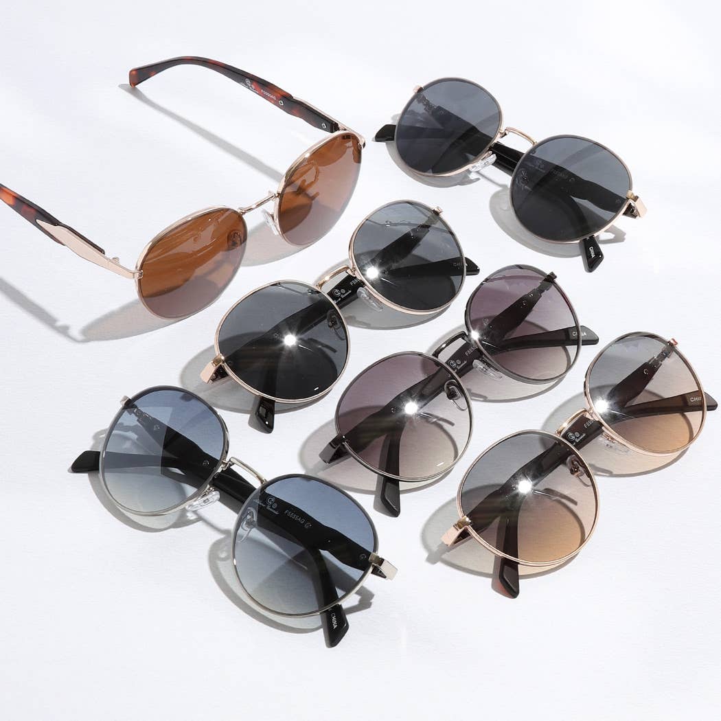 Round Lenses Two Tone Legs Design Sunglasses