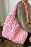 Solid Bubble Textured Large Tote Bag