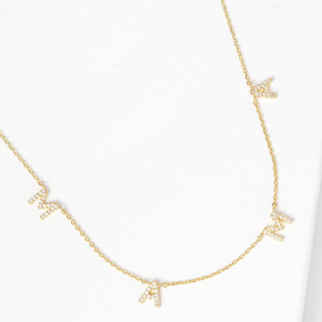 Cz Gold-Dipped Mama Letters Necklace