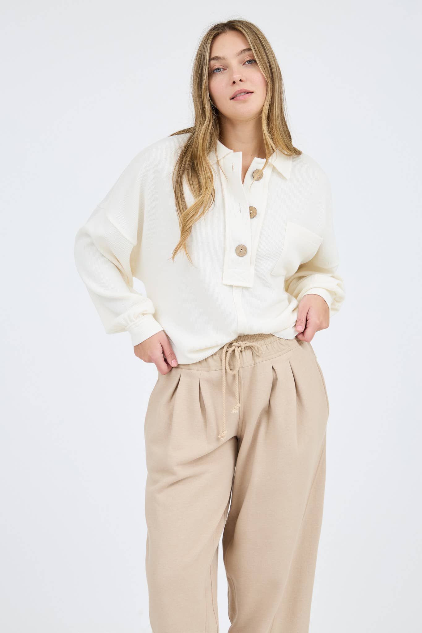Collared Raw Edge Knit Top