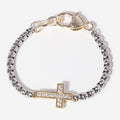 Cz Cross Box Chain Heart Lobster Closure Bracelet