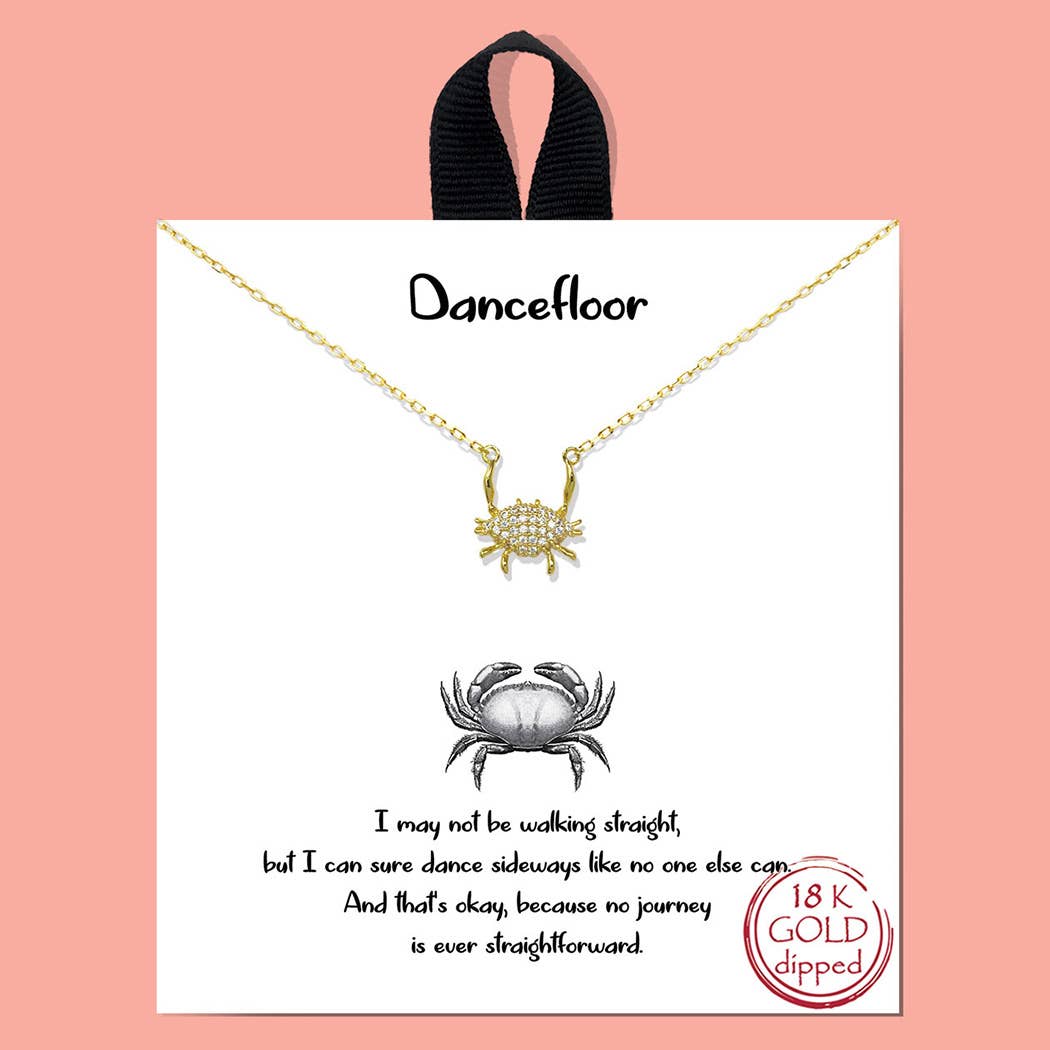 Cz Gold-Dipped Crab Charm Necklace