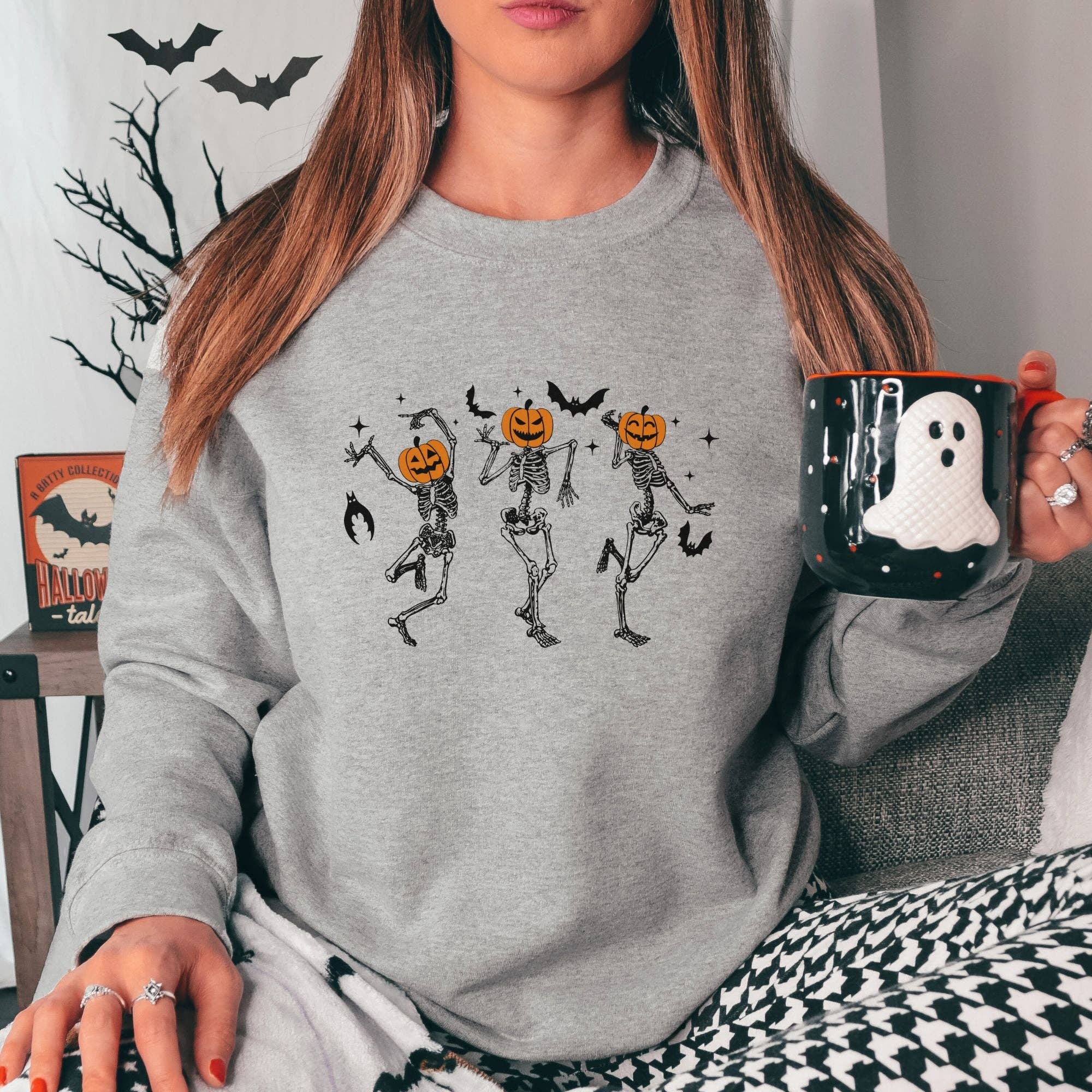 Dancing Skeleton Crewneck Sweatshirt Hoodie H6