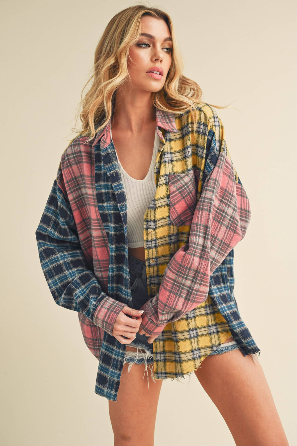 8316DN Neela Multi Color Plaid Flannel Shirt 1 Unisex