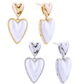 14K Dipped Double Hearts Pearl Post Earrings