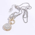 Round Pave Pendant Rh Chain Necklace
