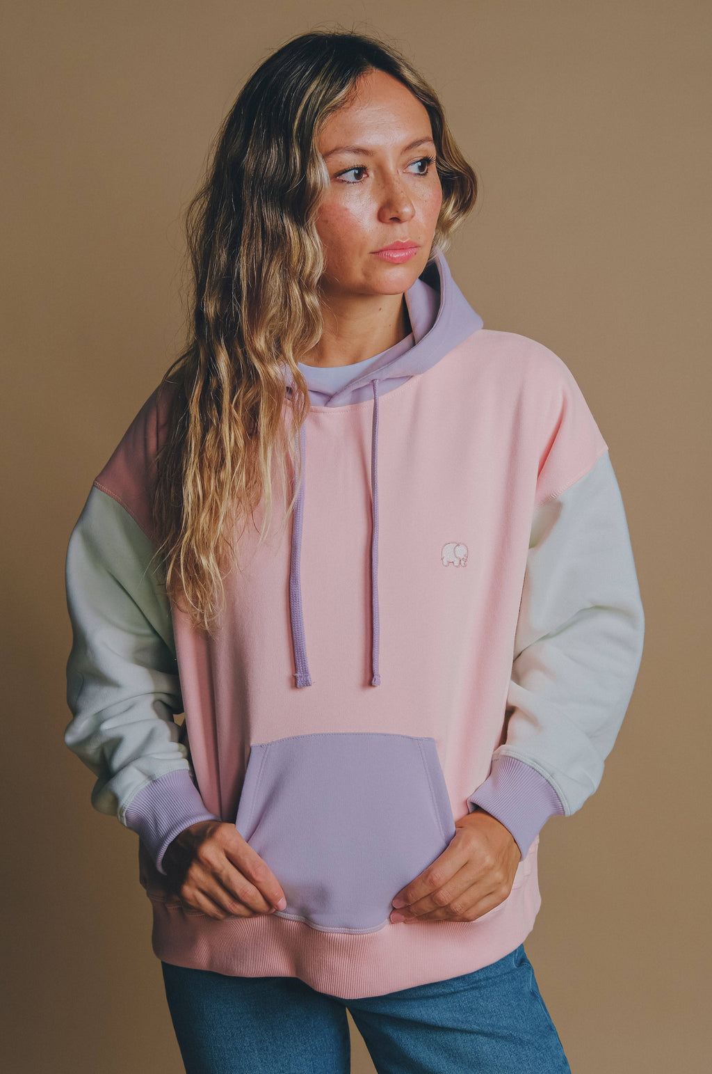 Women's Oversized Color Block Pink Unisex