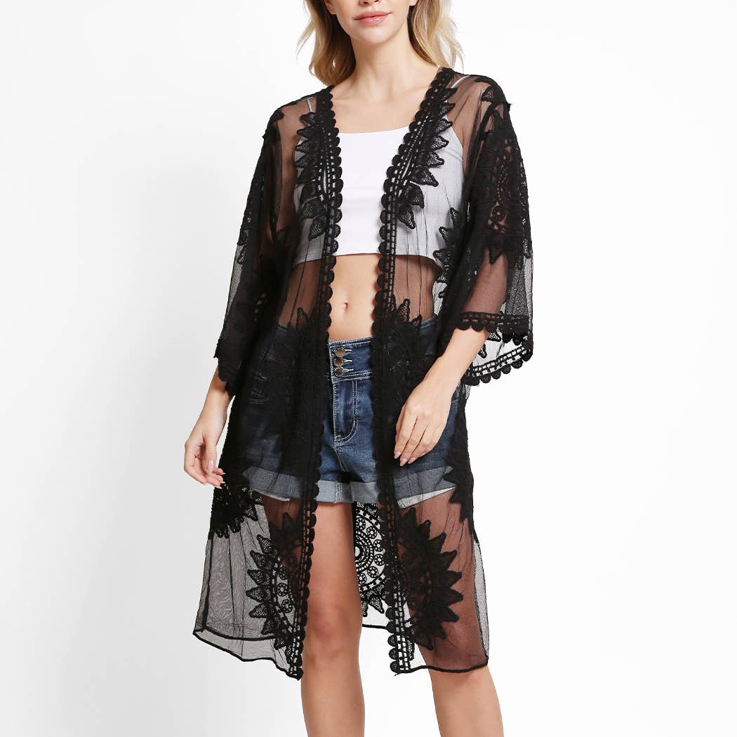 Floral Pattern Lace Summer Cover-Up