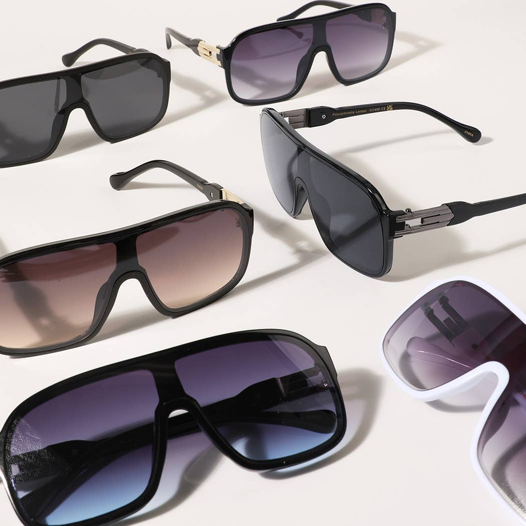 Connected Lense Solid Colored Frame Sunglasses