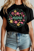 Women Floral Graphic Print Solid Short Sleeve Top