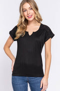 ..SI-24752 Slim Fit Dolman Slv Lace Yoke Rib Knit Top