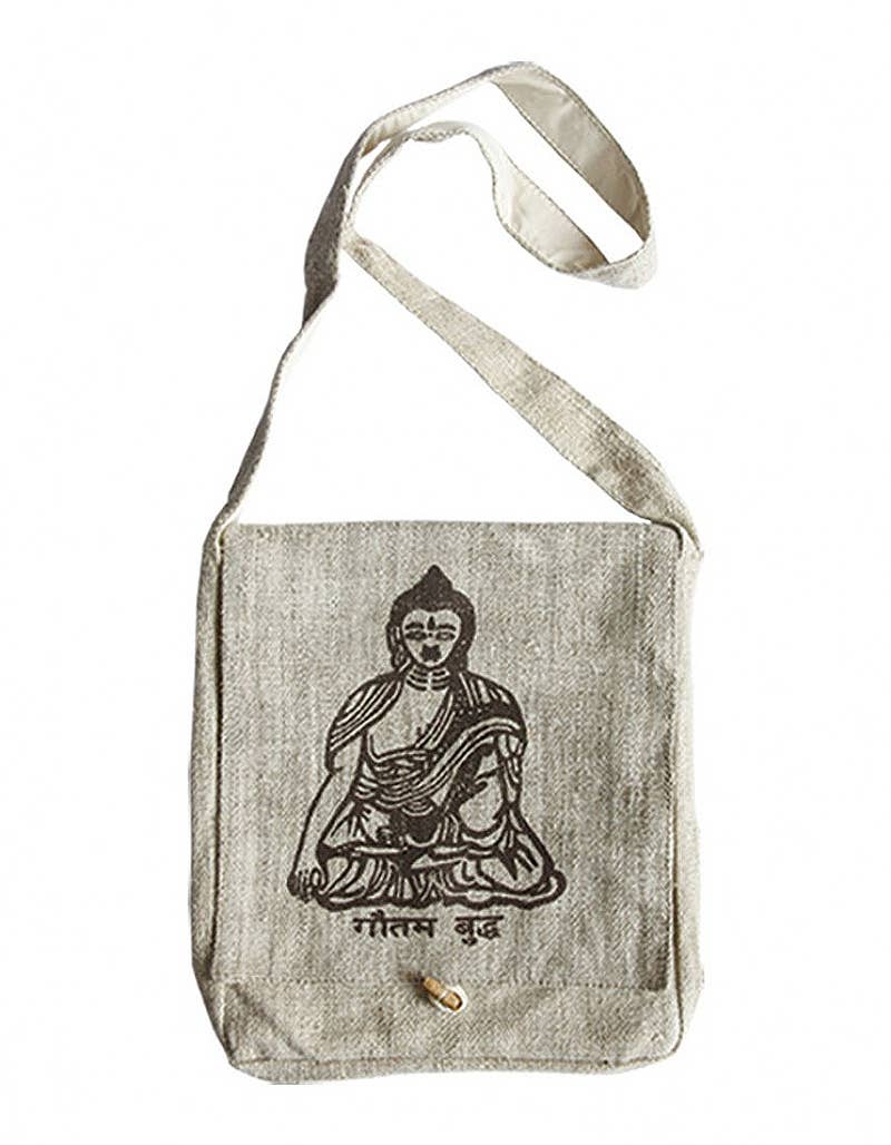 Buddha Print Crossbody Bag (HEMP-86B)