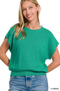 ,.....0715 Round Neck Short Dolman Sleeve Sweater SI-26357