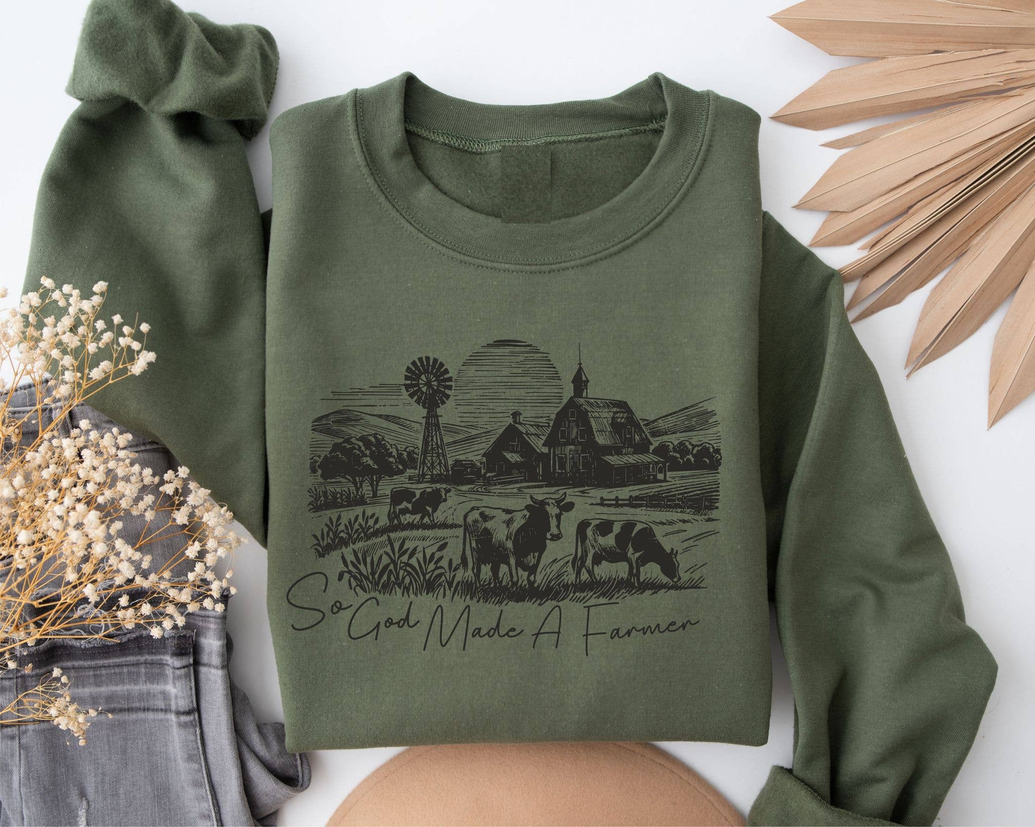 Western So God Made A Farmer Women's Graphic Sweatshirt