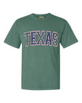 Texas Plaid Arch (Pink Outline) Green Comfort Colors Tee