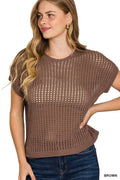 .... Viscose Crochet Knit Sheer Hollow Sweater