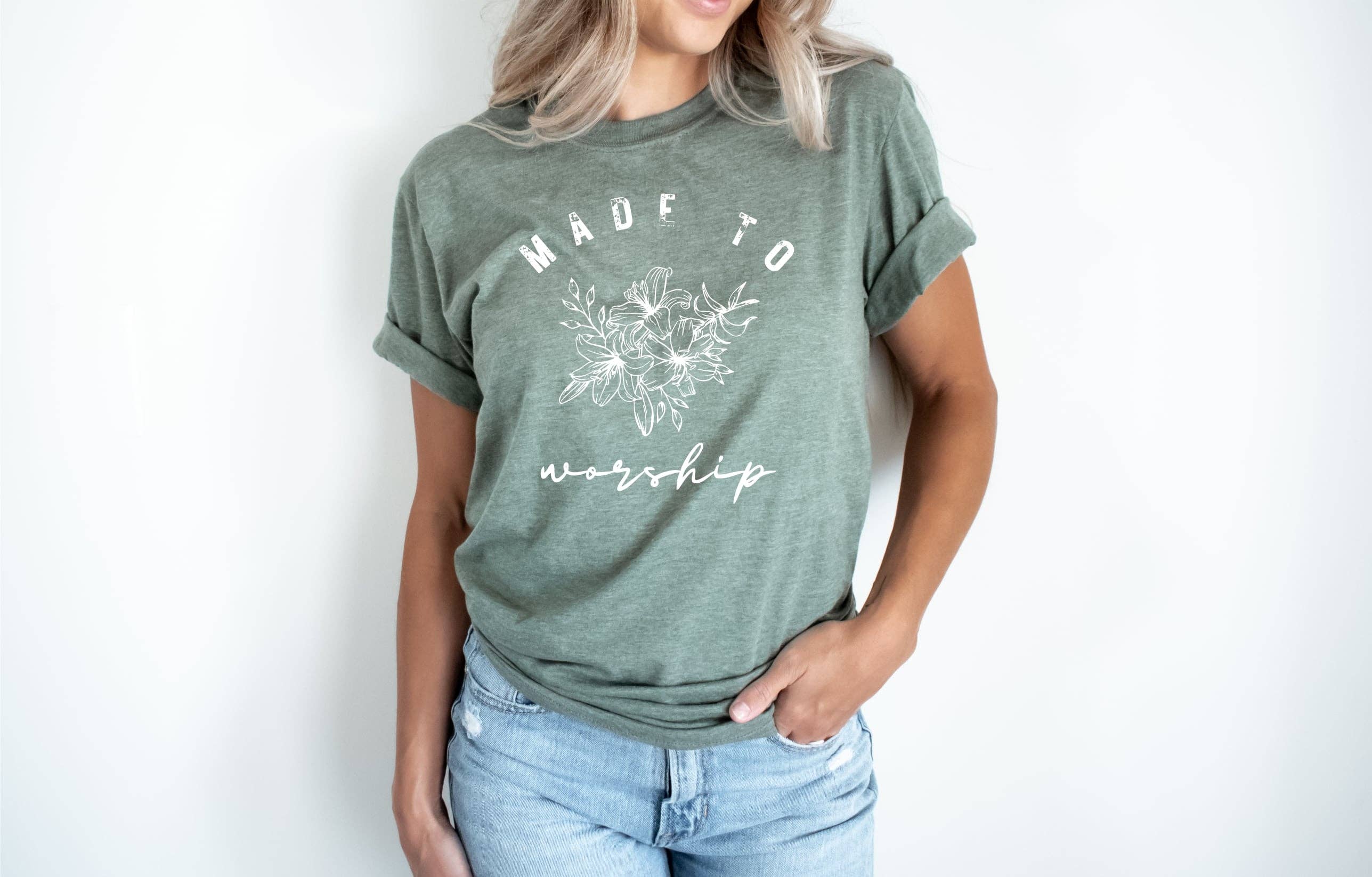Christian Olive Made To Worship Tultex Spring Graphic Tee