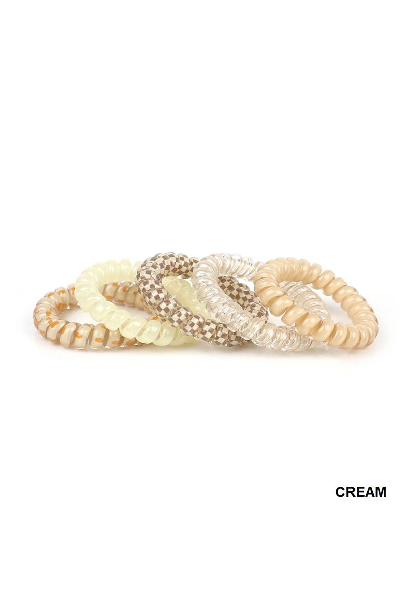 ,,,.0702 Assorted Solid Flower Checker Hair Coil Ties SI-25757