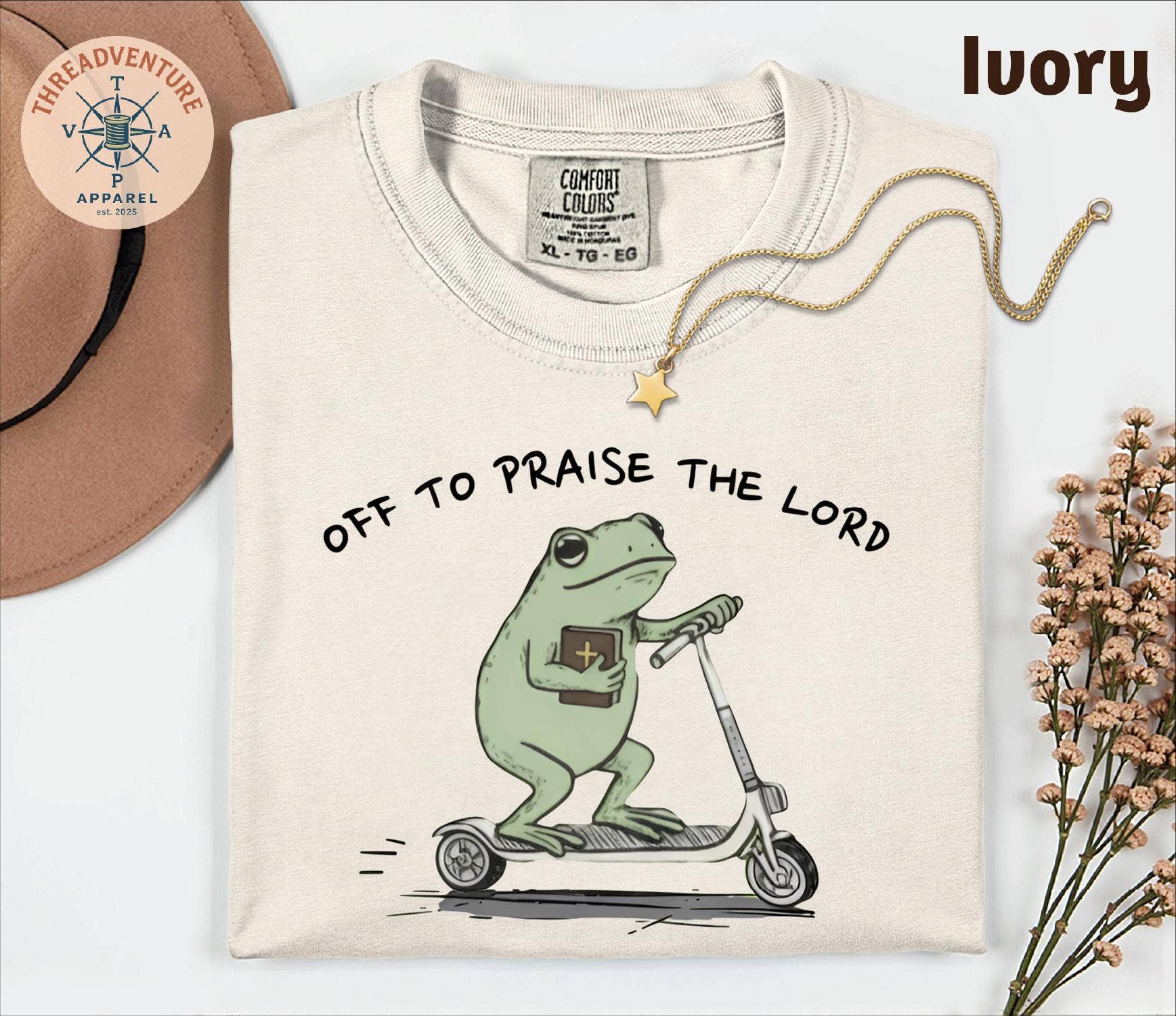 Off To Praise the Lord Frog Christian Tee