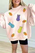 Easter Rabbit Carrot Chenille Patched Sweatshirt (S-Xl)