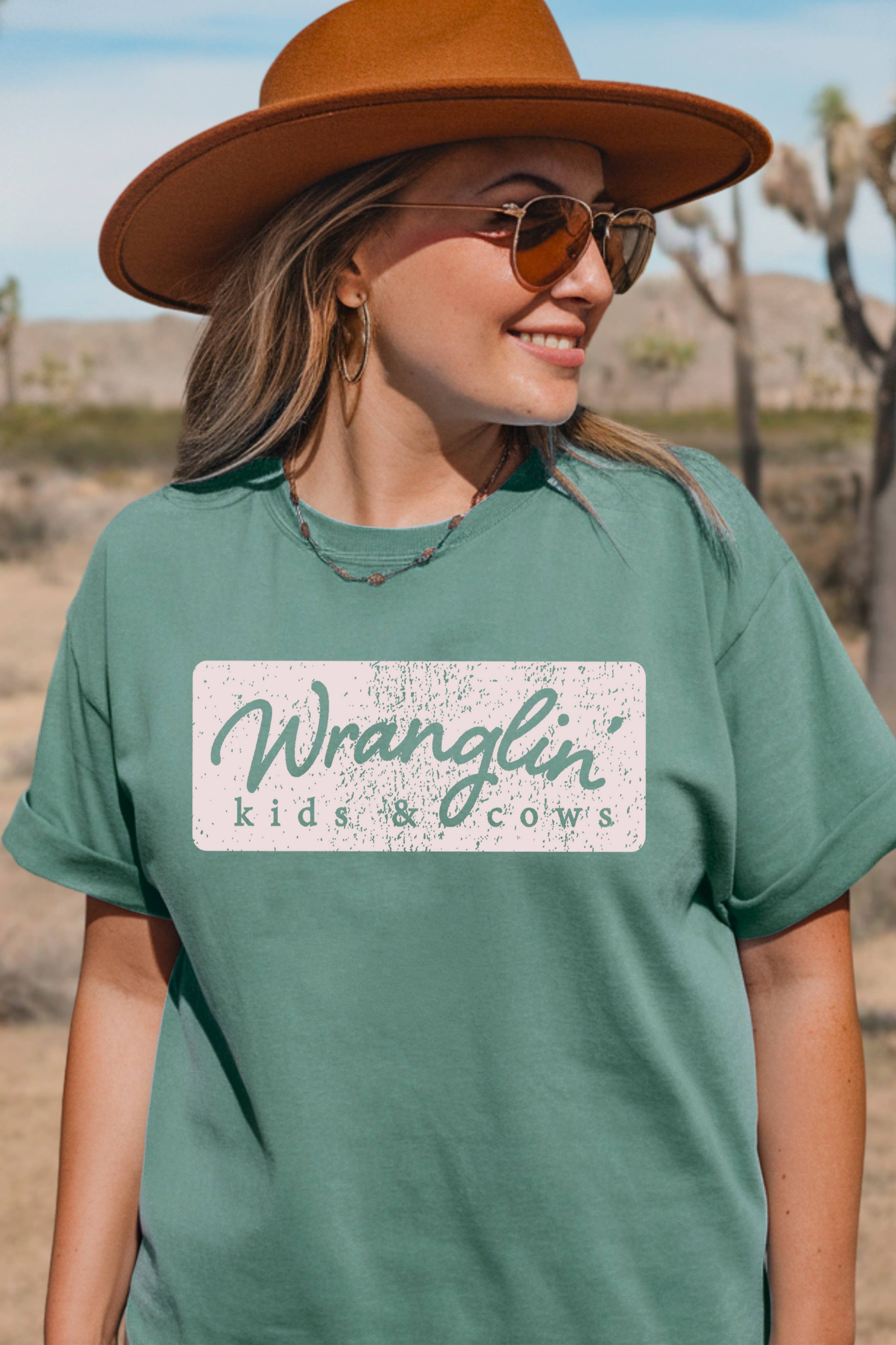 Wranglin Kids and Cows Graphic Tee