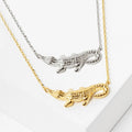 18K Gold White Gold Dipped Alligator Necklace