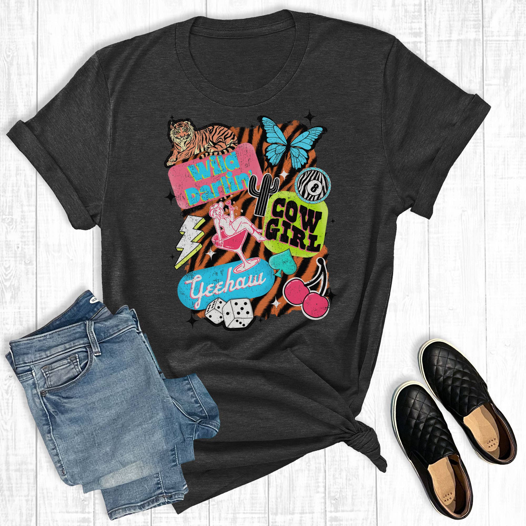Western Darlin' Cowgirl Collage Graphic Tee