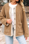 Puffy Plush Corduroy Edge Patchwork Jacket (S-Xl)