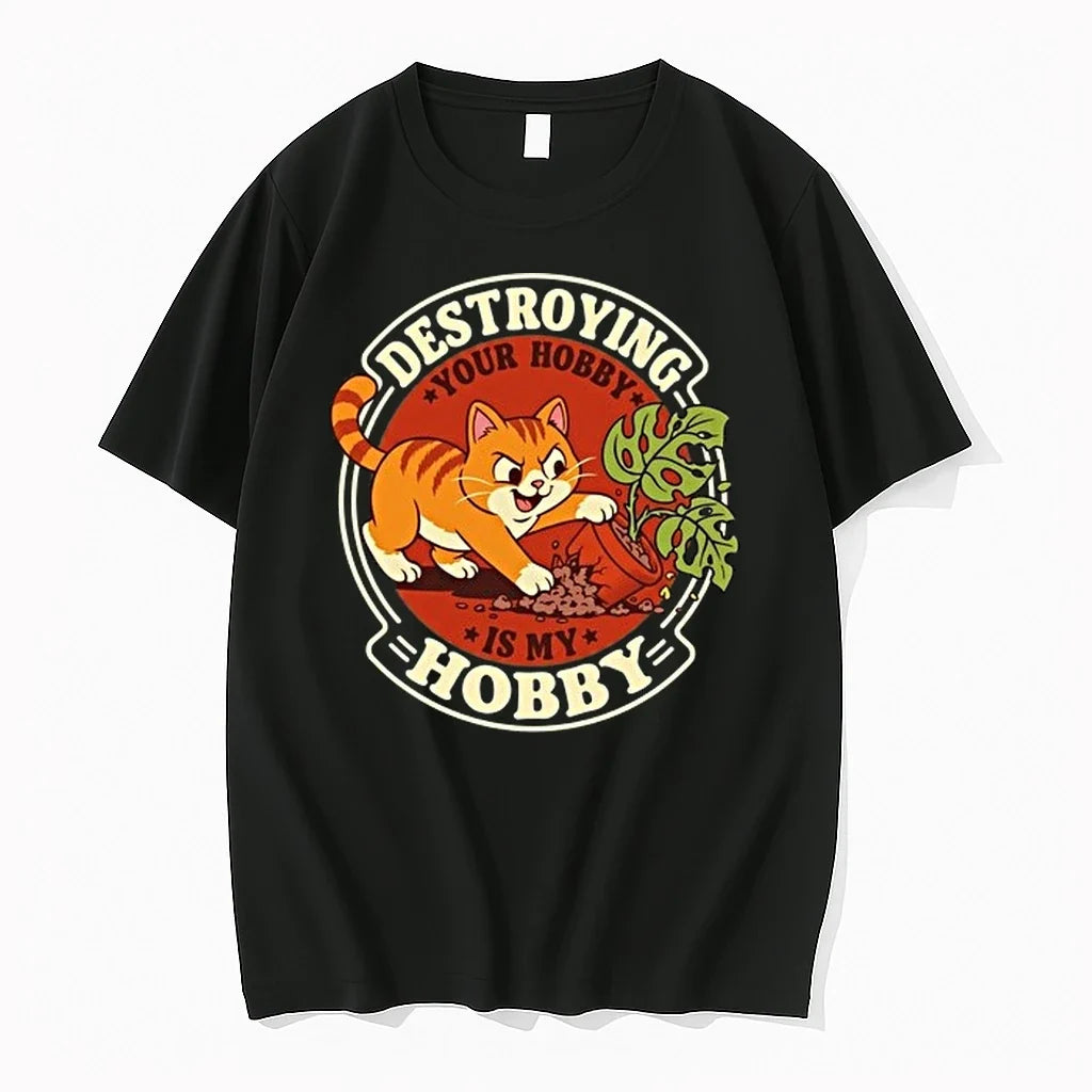 Destroying Your Hobby Is My Hobby Mischievous Cat With Houseplant 0 Tshirts Sweater Unisex