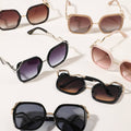 Stylish Gold Tone Snake Pattern Deco Sunglasses